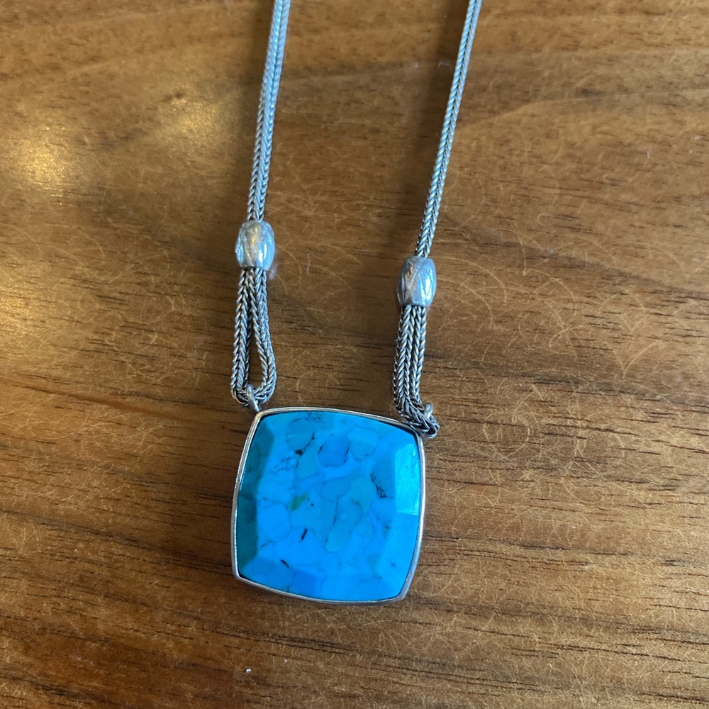 Silpada necklace. Reversible, turquoise, obsidian.